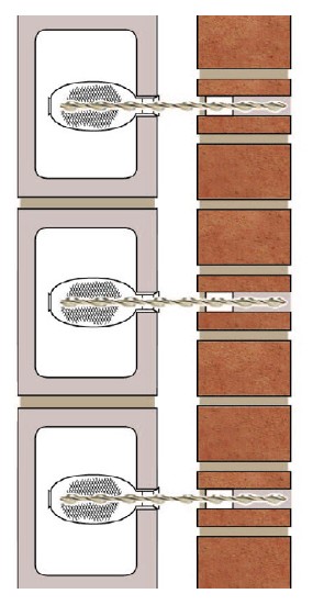 Helifix repairs - reconnecting Near Leaf Brick to Hollow Blocks using CemenTies